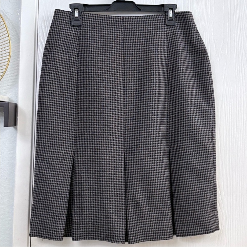 Dana Buchman Classic Houndstooth Pleated Midi Skirt - Gray Size 14